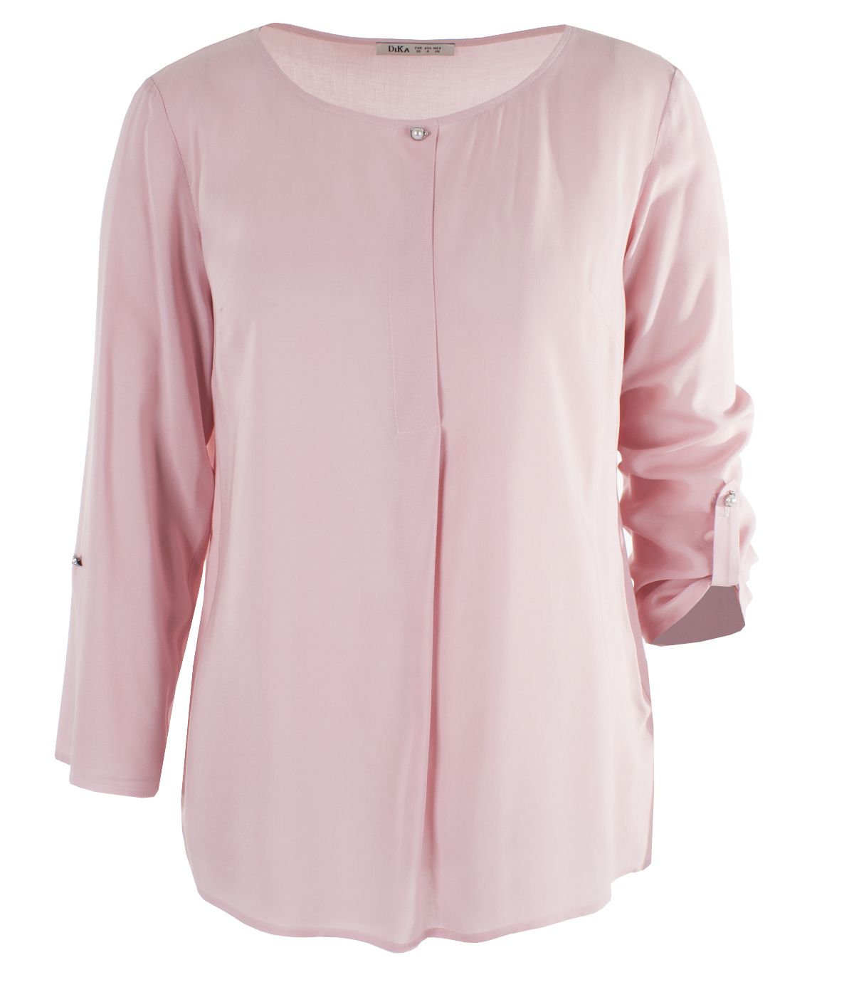 Viscose blouse with box pleat and pearl button 0